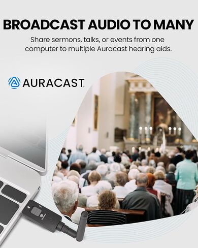 Avantree DG60 Aura - جهاز إرسال Auracast طويل المدى لأجهزة السمع، ومحول USB بلوتوث لسماعات الرأس، ورقاقة كوالكوم، وaptX-Adaptive، وقابل للترقية، وبث صوت الكمبيوتر إلى العديد من سماعات الأذن in Saudi Arabia