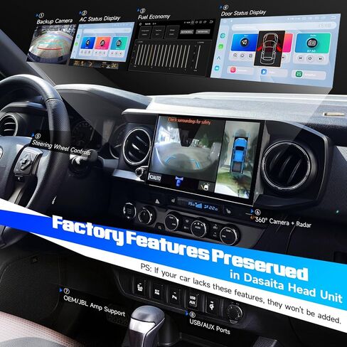 وحدة رأس Dasaita 8 + 256 جيجابايت لسيارة Toyota Tacoma 2016-2023 مع كاميرا AHD 1080P، رؤية أمامية أو خلفية عالمية، تدعم Carplay اللاسلكي Android Auto، 8-Core Android 13 GPS Navigation راديو ستيريو للسيارة in Kuwait