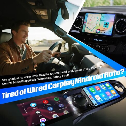وحدة رأس Dasaita 8 + 256 جيجابايت لسيارة Toyota Tacoma 2016-2023 مع كاميرا AHD 1080P، رؤية أمامية أو خلفية عالمية، تدعم Carplay اللاسلكي Android Auto، 8-Core Android 13 GPS Navigation راديو ستيريو للسيارة in Kuwait