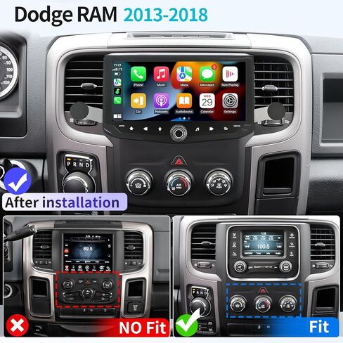 ستيريو راديو السيارة لدودج رام 1500 2500 3500 2013-2018، شاشة لمس 10.88 بوصة لاسلكية Carplay Android Auto Headunit تمت ترقيتها مع 4+64G ROM Bluetooth 5.4 GPS Navi FM SWC DSP حامل هاتف الكاميرا in Kuwait