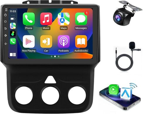 ستيريو راديو السيارة لدودج رام 1500 2500 3500 2013-2018، شاشة لمس 10.88 بوصة لاسلكية Carplay Android Auto Headunit تمت ترقيتها مع 4+64G ROM Bluetooth 5.4 GPS Navi FM SWC DSP حامل هاتف الكاميرا in Kuwait
