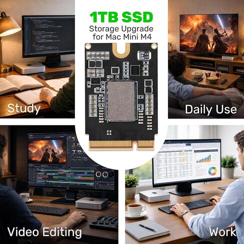 SlimQ 1 تيرابايت SSD لجهاز Mac mini M4 - مجموعة ترقية متوافقة مع محرك استبدال Macmini الداخلي M.2 SSD، ترقية تخزين عالية السرعة 1 تيرابايت in Saudi Arabia