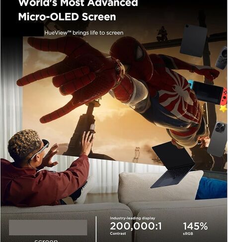 TCL متوافق مع نظارات RayNeo Air 3S الذكية AR 201 بوصة Micro OLED 3D HD تلفزيون الجيب السينمائي الخاص للهاتف المحمول وآلة ألعاب الكمبيوتر (Air 3S) in Kuwait