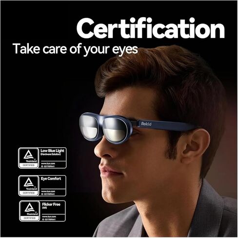 نظارات ماكس سمارت AR ثلاثية الأبعاد، شاشة Micro OLED مقاس 215 بوصة بحد أقصى 50 درجة عرض للهواتف والكمبيوتر الشخصي وشاشة عرض الكل في واحد نافيداد in Kuwait