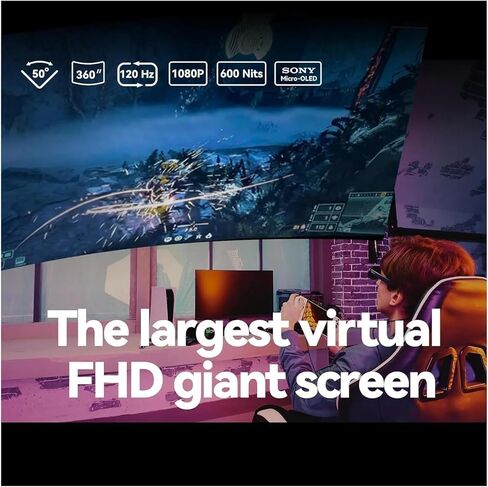نظارات ماكس سمارت AR ثلاثية الأبعاد، شاشة Micro OLED مقاس 215 بوصة بحد أقصى 50 درجة عرض للهواتف والكمبيوتر الشخصي وشاشة عرض الكل في واحد نافيداد in Kuwait