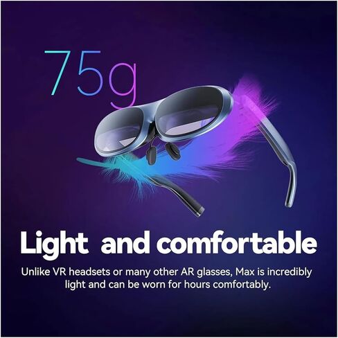 نظارات ماكس سمارت AR ثلاثية الأبعاد، شاشة Micro OLED مقاس 215 بوصة بحد أقصى 50 درجة عرض للهواتف والكمبيوتر الشخصي وشاشة عرض الكل في واحد نافيداد in Kuwait