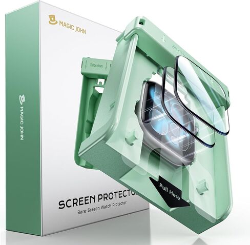 MAGIC JOHN 2 Pack for Apple Watch Series 11 Series 10 screen protector 42mm, Auto-Alignment Frame, HD Clear, 9H+ Tempered Glass, Touch Sensitive, Bubble Free, Anti-Scratch, Full Coverage in Saudi Arabia