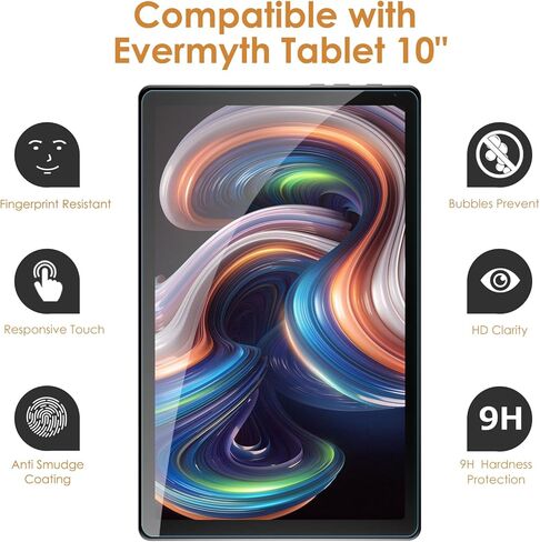 2-Pack Screen Protector Compatible with Evermyth Tablet 10 Inch Android 15 OS GMS Certified Tablets PC 2025, Tempered Glass [HD Clarity] [9 Hardness] [Anti-Scratch] [Easy Installation] [9.6" x 5.75", 244mm x 146mm] in Saudi Arabia
