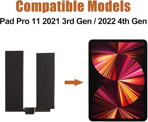 Duotipa بطارية بديلة A2369 جديدة متوافقة مع iPad Pro 11 2021 الجيل الثالث / 2022 الجيل الرابع A2301، A2459، A2460، A2435 مع مجموعة أدوات الإصلاح in Saudi Arabia