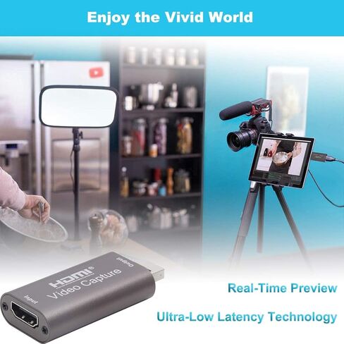 بطاقة التقاط HDMI إلى USB بدقة 4K، جهاز بطاقة التقاط الفيديو، مسجل فيديو عالي الدقة 1080 بكسل، بطاقة التقاط الألعاب للبث والتسجيل والألعاب والبث والتدريس وPS3/4 وXbox ومتوافق مع Twitch، (رمادي فضي) in Kuwait