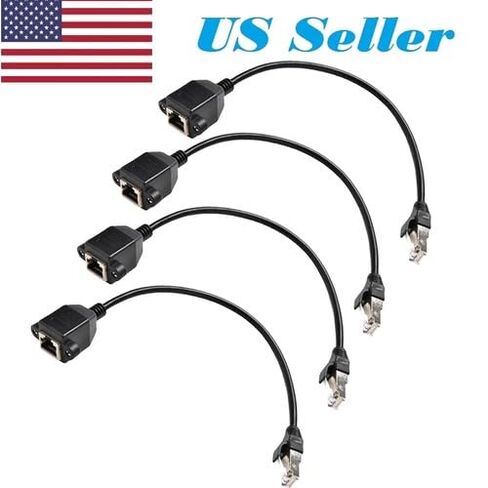 4 قطع 1ft RJ45 M/F كابل تمديد LAN، أسود، 30 سم، محمي، تركيب من النوع اللولبي، تصميم مرن وخالي من التشابك in Kuwait