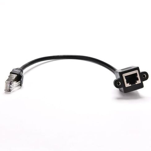 4 قطع 1ft RJ45 M/F كابل تمديد LAN، أسود، 30 سم، محمي، تركيب من النوع اللولبي، تصميم مرن وخالي من التشابك in Kuwait