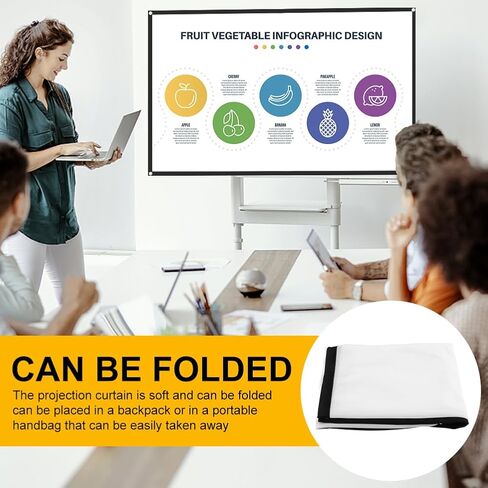 Projector Screen, 4K HD Home Movie Projection Screen, 60"|72"|84"|100"|120"|150" Anti-Crease Theater Screens Indoor Outdoor(Size:60 INCH) in Kuwait