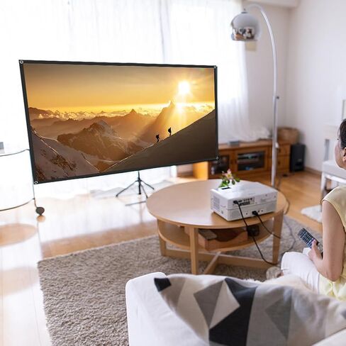 Projector Screen, 4K HD Home Movie Projection Screen, 60"|72"|84"|100"|120"|150" Anti-Crease Theater Screens Indoor Outdoor(Size:60 INCH) in Kuwait