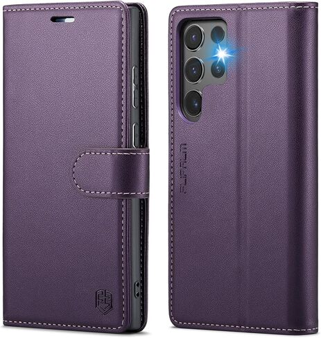 Wallet Case for Samsung Galaxy S24 Ultra, RFID Blocking Credit Card Holder, PU Leather Folio Flip Kickstand Protective Shockproof Cover for S24 Ultra (Purple, for S24 Ultra - 6.8") in Saudi Arabia