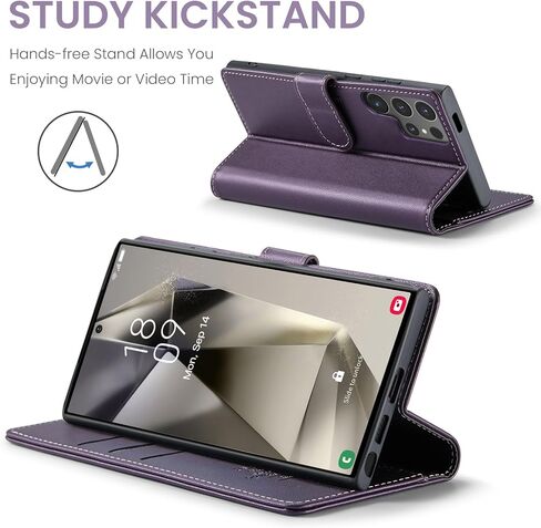 Wallet Case for Samsung Galaxy S24 Ultra, RFID Blocking Credit Card Holder, PU Leather Folio Flip Kickstand Protective Shockproof Cover for S24 Ultra (Purple, for S24 Ultra - 6.8") in Saudi Arabia