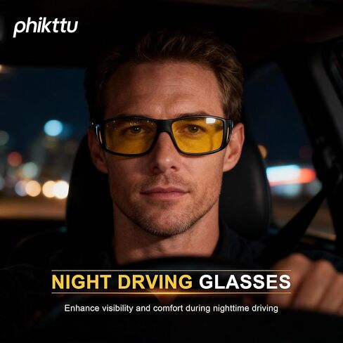 Night Driving Glasses - HD Anti Glare Wrap Around Fit Over Glasses for Men & Women Enhance Night Vision & Driving in Saudi Arabia