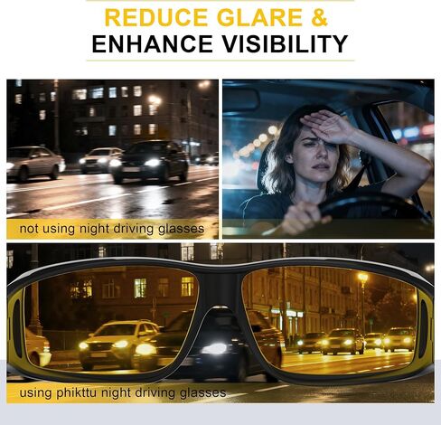 Night Driving Glasses - HD Anti Glare Wrap Around Fit Over Glasses for Men & Women Enhance Night Vision & Driving in Saudi Arabia