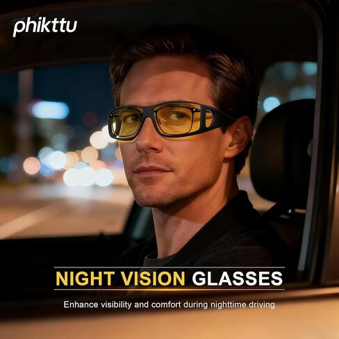 Night Driving Glasses - HD Anti Glare Wrap Around Fit Over Glasses for Men & Women Enhance Night Vision & Driving in Saudi Arabia