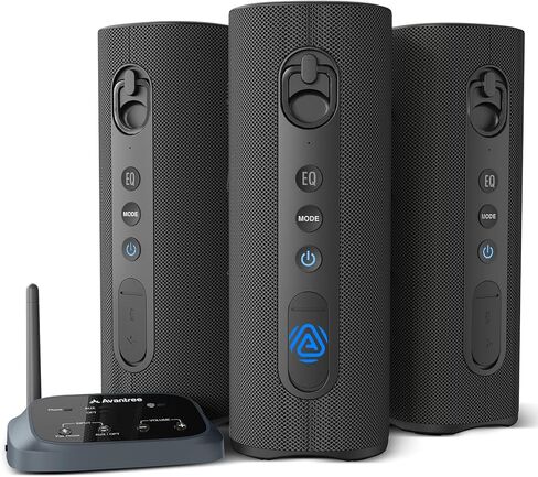 Avantree Harmony A1 - مكبر صوت Auracast لاسلكي متعدد الغرف بتغطية 100 متر، 3 صوت ستيريو EQ، نظام قابل للتوسيع، إعداد سهل، مدخل Bluetooth/Opt/AUX للموسيقى والحفلات والتجمعات المنزلية in Kuwait