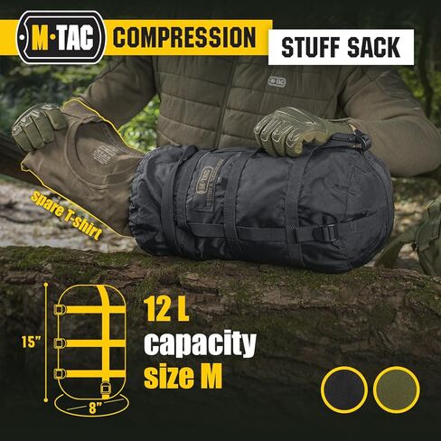 كيس ضغط M-Tac + حبال بنجي 40 بوصة (مجموعة من 2) - حقيبة ضغط عسكرية مقاومة للماء مع حبال مرنة وخطافات معدنية متينة لحقيبة النوم والسفر والتخييم والمشي لمسافات طويلة والعتاد الخارجي in Saudi Arabia