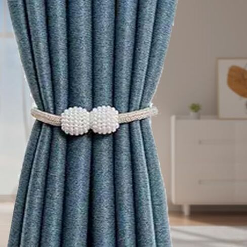 Magnetic Curtain Tiebacks, No-Drill Rope Curtain Holdbacks with Adjustable Length, Decorative Drapery Accessories for Home or Office(Silver) in Saudi Arabia