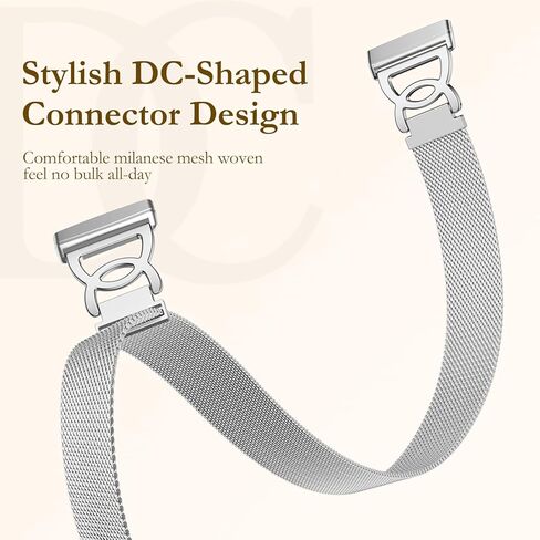 Ouwegaga DC-Shape Metal Band Compatible with Fitbit Versa 4 Bands/Versa 3/Sense/Sense 2 Bands for Women, Unique Slim Stainless Steel Milanese Mesh Loop Magnetic Strap Compatible with Fitbit Smartwatch in Saudi Arabia