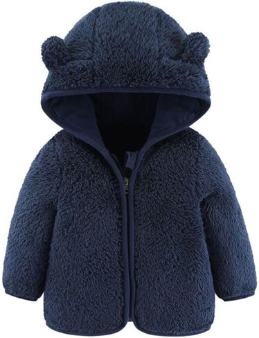 Unisex Baby Fleece Jacket Winter Sherpa Lined Hoodie For Girls Boys Cute Bear Ear Baby Outerwear 1-7T in Saudi Arabia