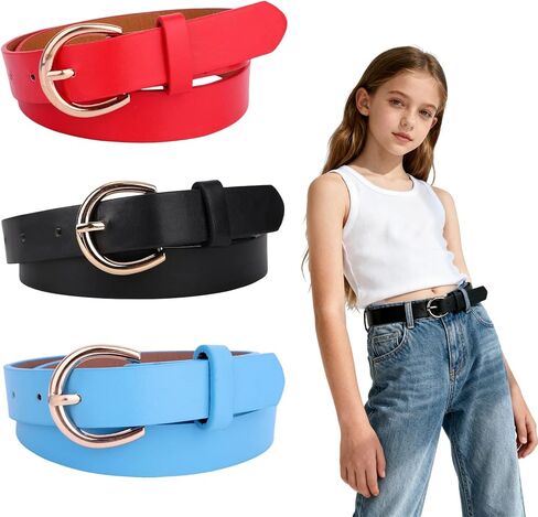Girls Leather Belts Size 10-12, Skinny Leather Belt Clothing Accessories for Girl Jeans Dresses in Saudi Arabia