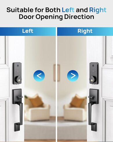Smart Fingerprint Door Lock Set with APP Control – Keyless Entry, Auto Lock, Electronic Keypad & 2 Lever Handles for Home, Apartment, or Office in Saudi Arabia