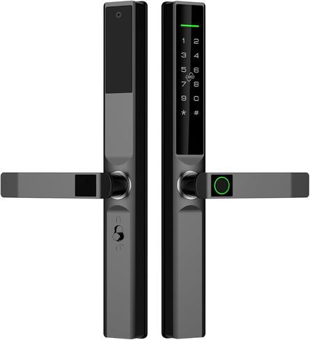 Fingerprint Smart Lock, Keyless Entry Door Lock with Handle, TY APP Fingerprint Password Card Mechanical Key 5 Unlocking Methods Aluminum Alloy Door for 40-120mm Thickness (Black) in Saudi Arabia