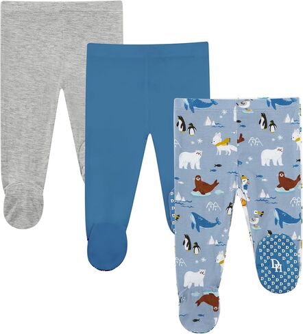 Baby Footed Pants Viscose Made from Bamboo 3-Pack Newborn Pull on Bottoms for Infant Unisex Boys Girls in Saudi Arabia
