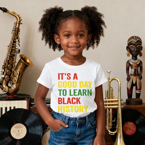 CM C&M WODRO Toddler Boy Girl Black History Month Shirt It's A Good Day to Learn Black History T-Shirt Kid Juneteenth Tee Top in Saudi Arabia