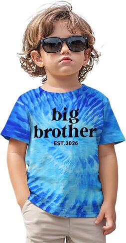 Big Brother Est 2026 قمصان طفل رضيع تم ترقيتها إلى إعلان الأخ الأكبر تي شيرت للأطفال تي شيرت بأكمام قصيرة وصبغ التعادل in Kuwait