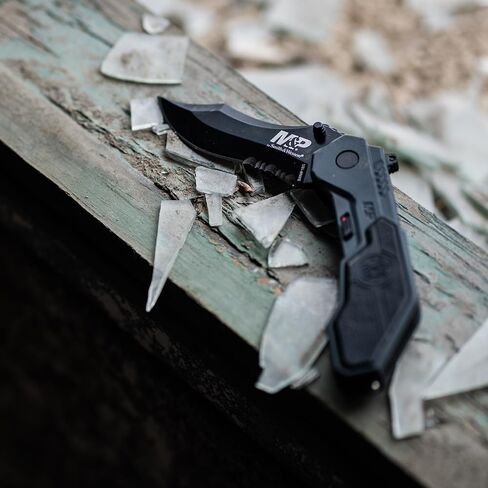 Smith & Wesson M&P SWMP1BS 7.1in SS سكين قابل للطي بمساعدة 2.9in شفرة مشبك مسننة ومقبض ألومنيوم للتكتيكية والبقاء وEDC، أسود، 6 بوصة in Saudi Arabia