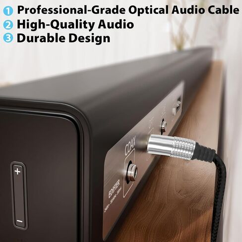 Optical Audio Cable, Digital Optical Cable with Toslink Connectors, Braided Digital Audio Cables for Soundbar, TV, Receiver, Speaker, Xbox, PS5, Blu-Ray – Gold-Plated, 3.3ft in Saudi Arabia