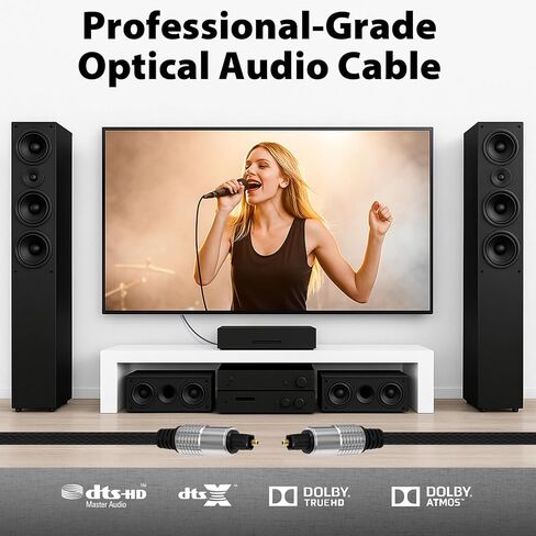 Optical Audio Cable, Digital Optical Cable with Toslink Connectors, Braided Digital Audio Cables for Soundbar, TV, Receiver, Speaker, Xbox, PS5, Blu-Ray – Gold-Plated, 3.3ft in Saudi Arabia