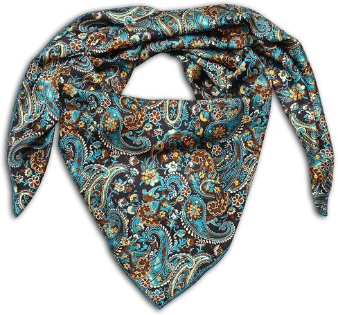 Wild Rag Silk Scarf 36'', Western Cowboy Bandana Square Silky Wild Rags Black & Red Classic Paisley Tribal Scarves for Men & Women in Saudi Arabia