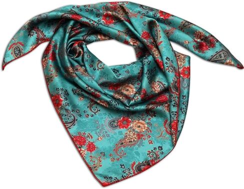 Wild Rag Silk Scarf 36'', Western Cowboy Bandana Square Silky Wild Rags Black & Red Classic Paisley Tribal Scarves for Men & Women in Saudi Arabia