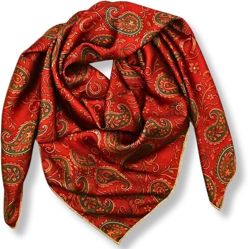 Wild Rag Silk Scarf 36'', Western Cowboy Bandana Square Silky Wild Rags Black & Red Classic Paisley Tribal Scarves for Men & Women in Saudi Arabia
