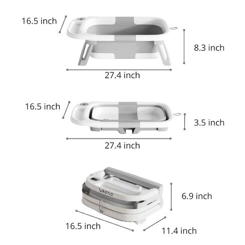 6-in-1 Collapsible Baby Bathtub Set with Thermometer, Foldable Infant Tub for Newborn to Toddler, Portable Bath Set with Cushion, Rinse Cup, Cap, Towel & Mitt, All-in-One Baby Bath Essentials in Saudi Arabia