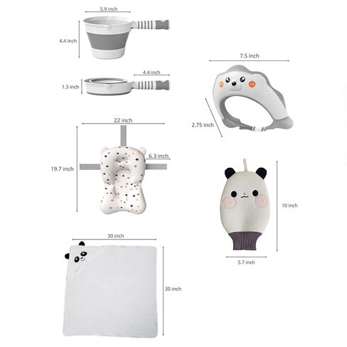 6-in-1 Collapsible Baby Bathtub Set with Thermometer, Foldable Infant Tub for Newborn to Toddler, Portable Bath Set with Cushion, Rinse Cup, Cap, Towel & Mitt, All-in-One Baby Bath Essentials in Saudi Arabia