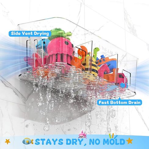 Lysam Bath Toy Storage 2 Packs, Large Bath Toy Holder with 3 Compartment, Quick Dry Bathtub Toy Organizer, Bath Tub Toy Net, Shower Toy Basket & Bin, Bathroom Accessories for Baby,Toddler,Kids（Clear） in Saudi Arabia