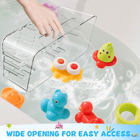 Lysam Bath Toy Storage 2 Packs, Large Bath Toy Holder with 3 Compartment, Quick Dry Bathtub Toy Organizer, Bath Tub Toy Net, Shower Toy Basket & Bin, Bathroom Accessories for Baby,Toddler,Kids（Clear） in Saudi Arabia
