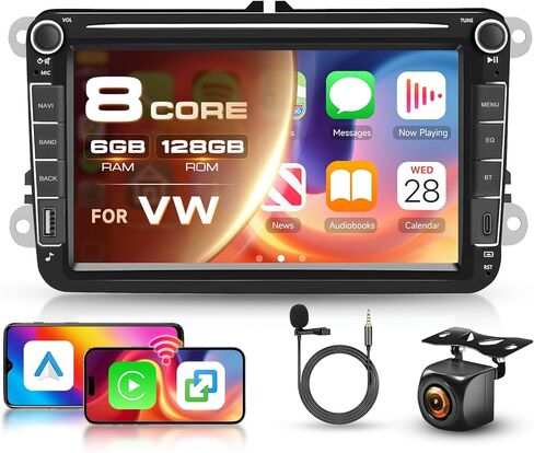 [ 4G+64G] Car Stereo for VW Golf Polo Passat B6 B7 Jetta Caddy Seat Tiguan Touran Skoda with Wireless Carplay Android Auto, Driauto 8 Inch Double Din Touch Screen Radio with GPS WiFi Bluetooth FM/RDS in Saudi Arabia