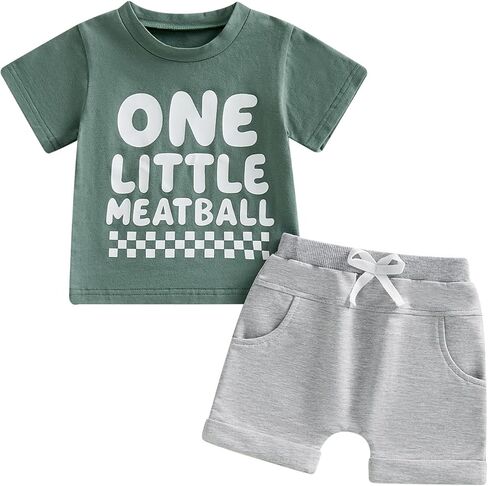 WZTYYDS Baby Boy First Birthday Outfit Letter Print Short Sleeve T-shirt Jogger Shorts Set 1st birthday Summer Clothes in Saudi Arabia