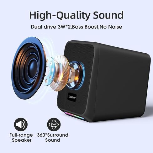مكبرات صوت الكمبيوتر، مع 7 مصابيح RGB ملونة، ومقبس سماعة الرأس، وصوت جهير محسّن وتحكم في مستوى الصوت، ومكبرات صوت للكمبيوتر الشخصي، ومكبرات صوت للألعاب تعمل بمنفذ USB لشاشة الكمبيوتر المحمول، والكمبيوتر اللوحي، والهاتف in Saudi Arabia