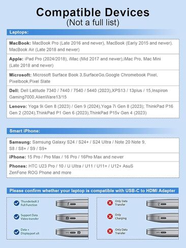 QGeeM USB C to HDMI Adapter 4K Cable, USB Type-C to HDMI Adapter [Thunderbolt 3/4 Compatible] for Laptop MacBook Pro/Air, iPhone15 16 Pro/max,GalaxyS8-S23,XPS,Pixelbook,Thinkpad,Surface,Ipad Pro etc. in Kuwait