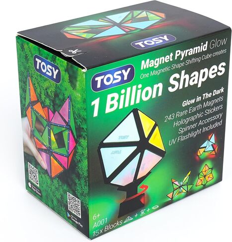 TOSY Magnet Pyramid Stone - 1 Cube Transforms into 1 Billion Shapes, 14 pcs (12 Puzzle pcs and 2 Spinners), 243 Magnets, Christmas Stocking Stuffers Gift for Kids, Creative Puzzle STEM Toy, 3-Pack in Saudi Arabia