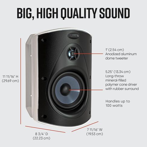 Polk Audio Atrium 6 Outdoor Speakers with Bass Reflex Enclosure (Pair, White) - All-Weather Durability | Broad Sound Coverage | Speed-Lock Mounting System (Renewed) in Saudi Arabia